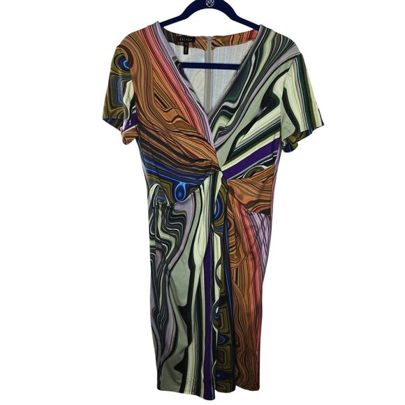 Escada Dresses & Skirts - Escada Striped Abstract Marble Mini Bodycon Stretch Dress Size 42 / Large